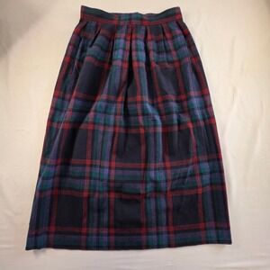 Jupe Longue Plissée Vintage Pendleton - Laine Vierge Rayée Noire - Fabriqué USA - Femme Taille 10
